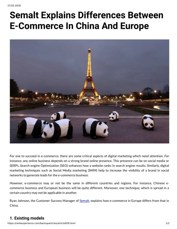 Semalt Explains Differences Between E-Commerce In China And Europe