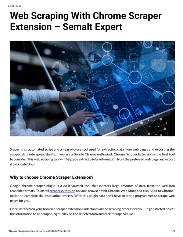Web Scraping With Chrome Scraper Extension – Semalt Expert