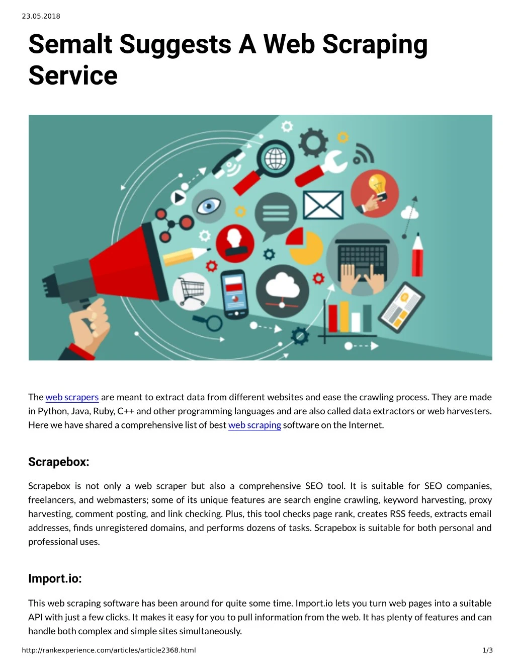 23 05 2018 semalt suggests a web scraping service