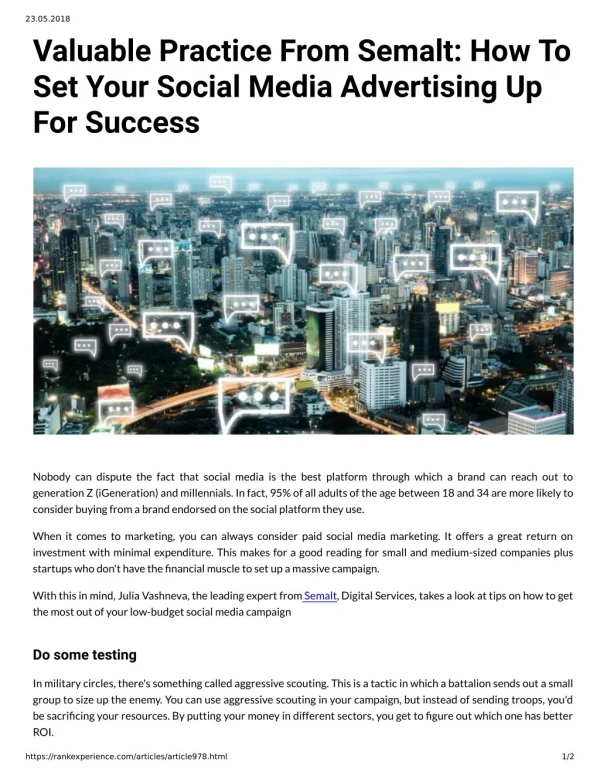 Valuable Practice From Semalt: How To Set Your Social Media Advertising Up For Success