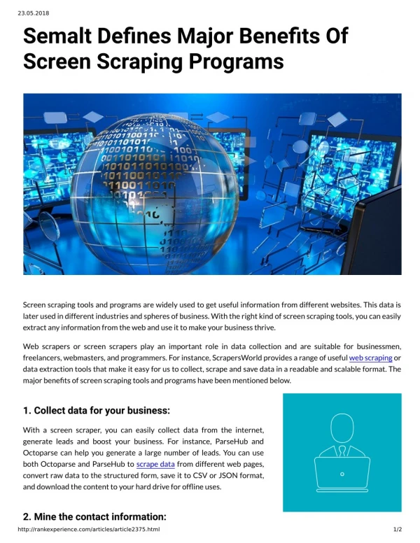 Semalt Denes Major Benets Of Screen Scraping Programs