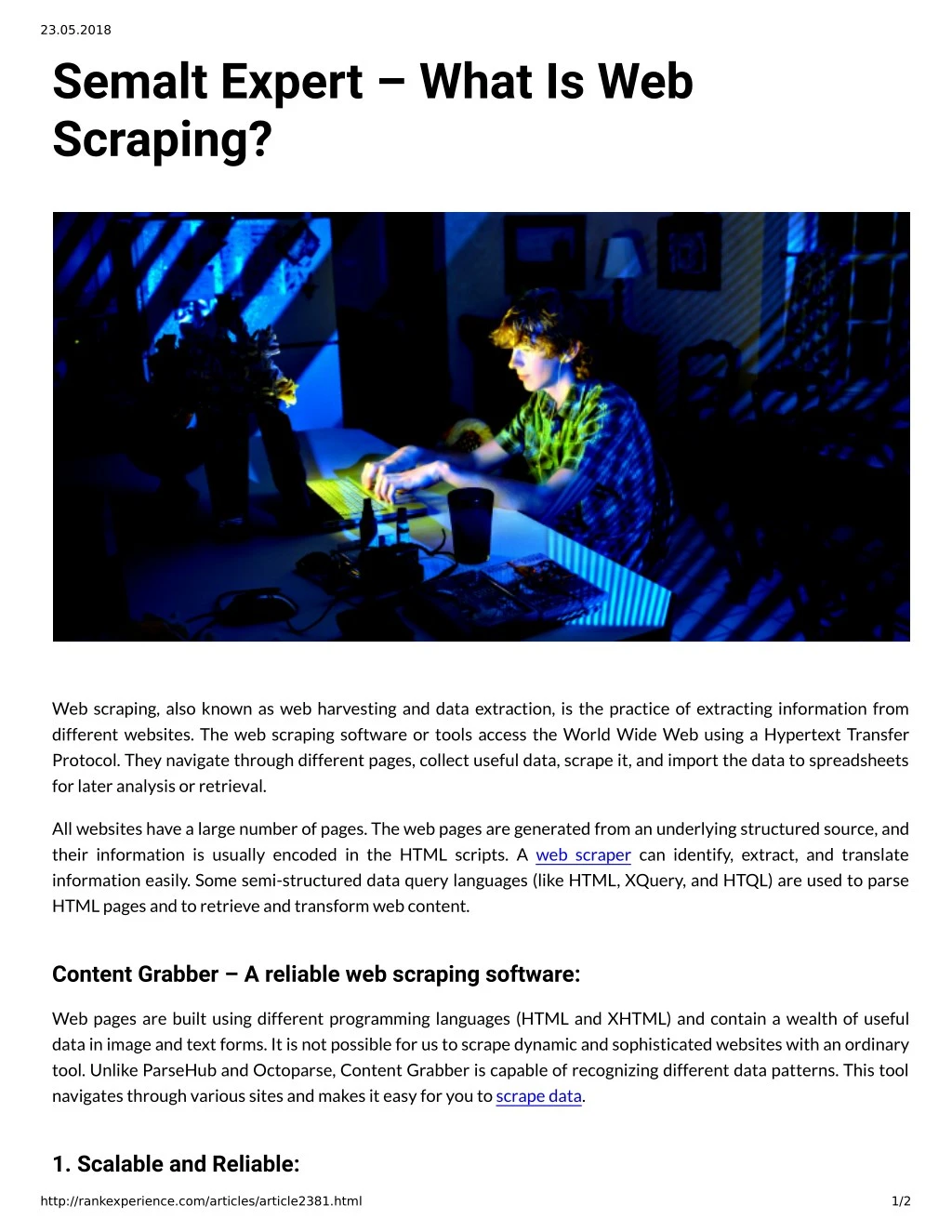23 05 2018 semalt expert what is web scraping