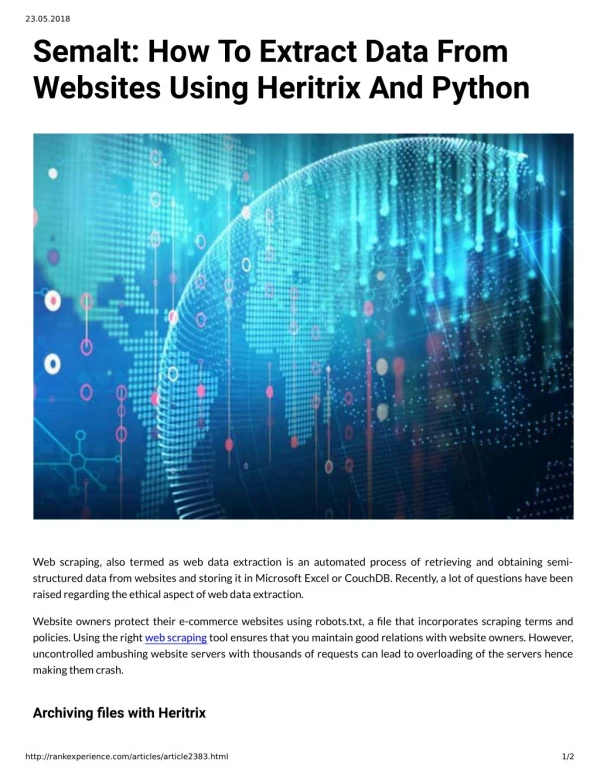 Semalt: How To Extract Data From Websites Using Heritrix And Python