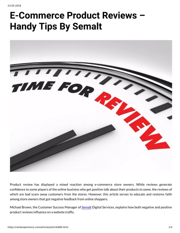 E-Commerce Product Reviews Handy Tips By Semalt