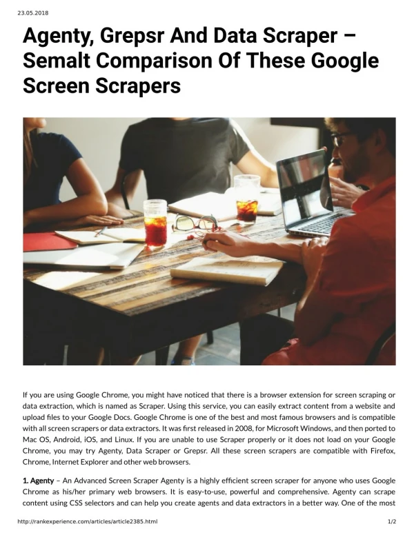 Agenty, Grepsr And Data Scraper – Semalt Comparison Of These Google Screen Scrapers