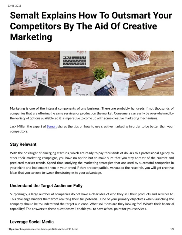 Semalt Explains How To Outsmart Your Competitors By The Aid Of Creative Marketing