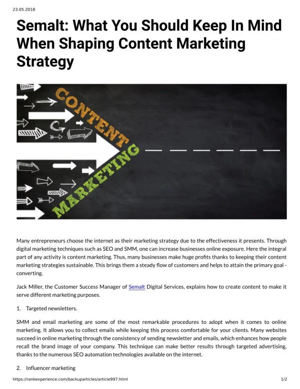 Semalt: What You Should Keep In Mind When Shaping Content Marketing Strategy
