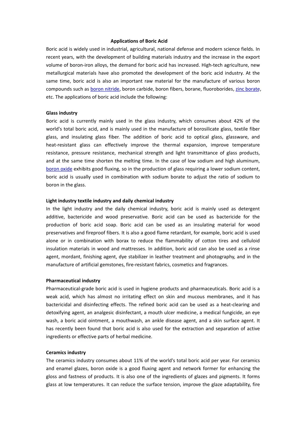 applications of boric acid