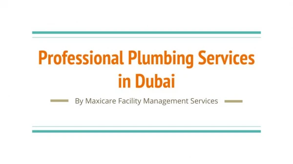 Professional Plumbing Services in Dubai | Maxicare