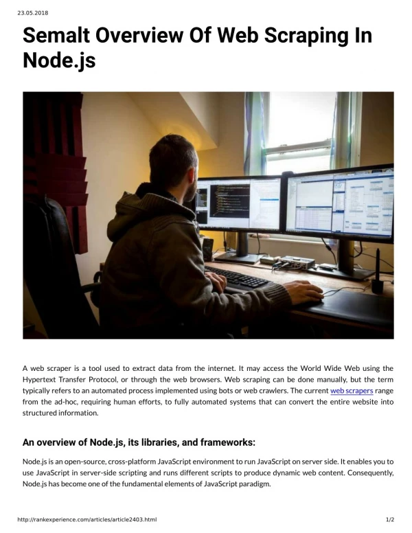 Semalt Overview Of Web Scraping In Node.js