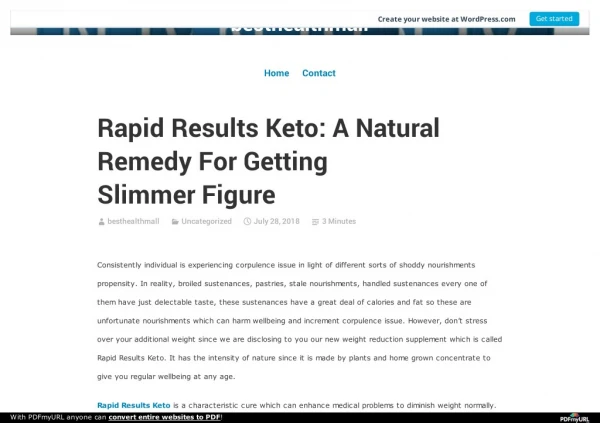 Rapid Results Keto: A Natural Remedy For Getting Slimmer Figure