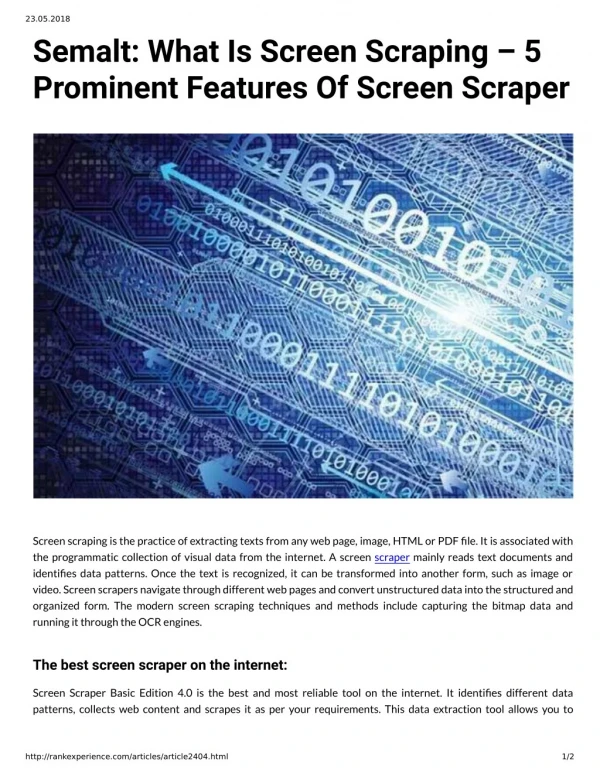 Semalt: What Is Screen Scraping – 5 Prominent Features Of Screen Scraper