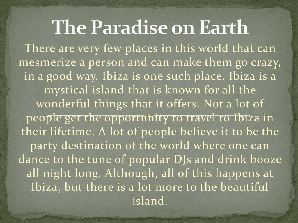 the paradise on earth