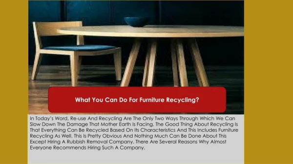 What You Can Do For Furniture Recycling?