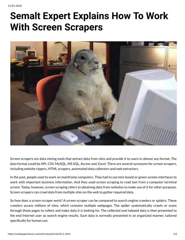 Semalt Expert Explains How To Work With Screen Scrapers