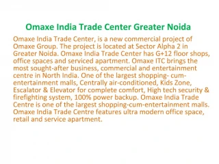Omaxe India Trade Center Omaxe ITC Noida