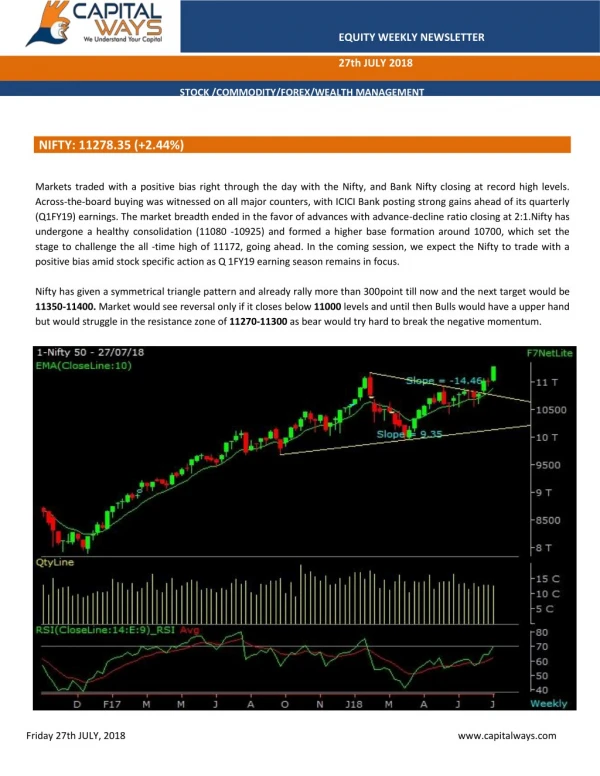 Capitalways Weekly Report Equity 30th July 18