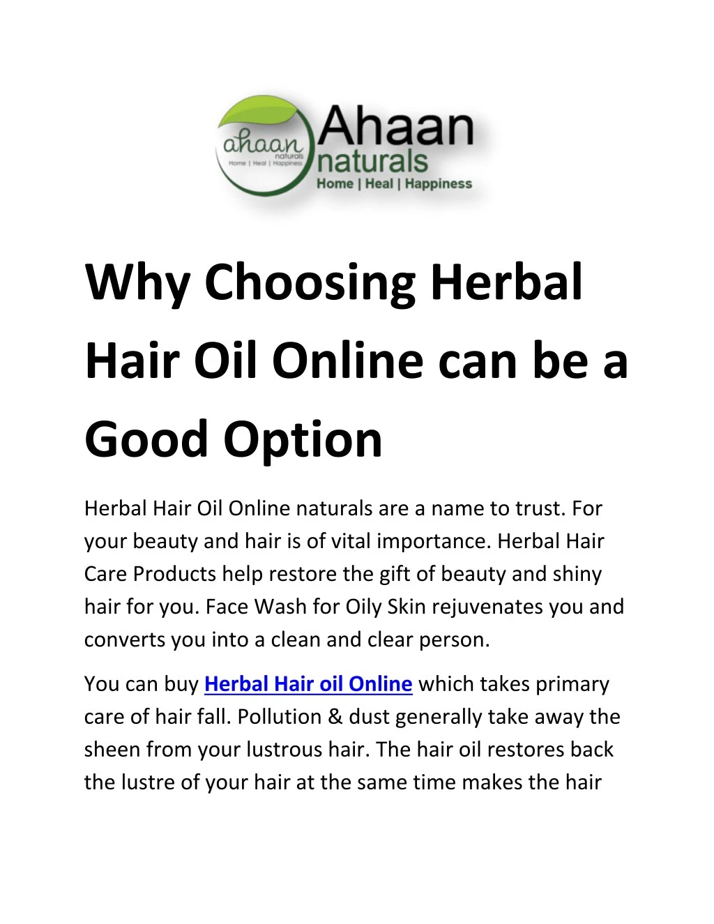 why choosing herbal hair oil online can be a good