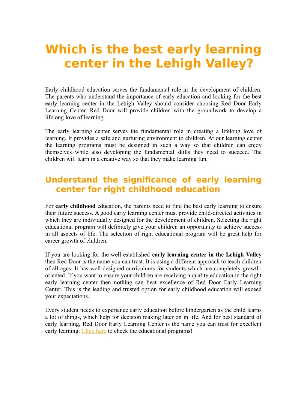 which is the best early learning center