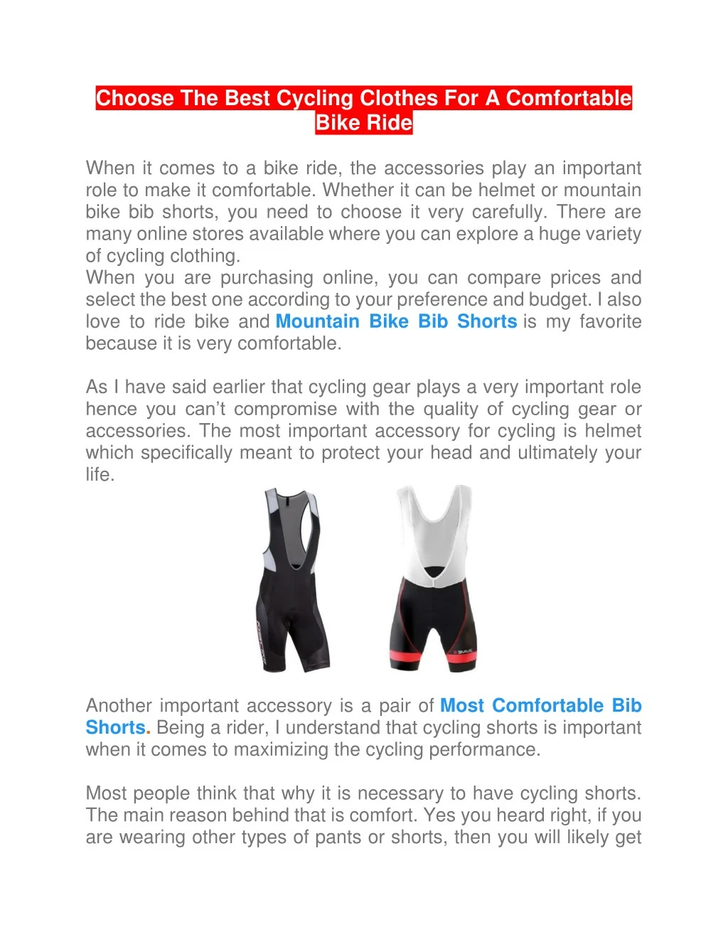 choose the best cycling clothes for a comfortable
