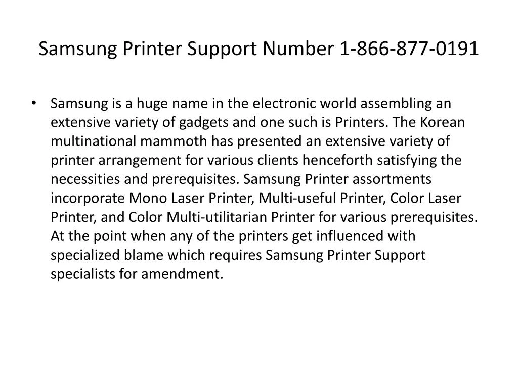 samsung printer support number 1 866 877 0191
