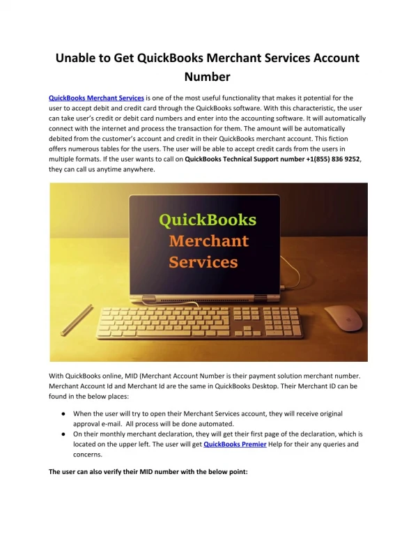 QuickBooks Merchant Services Account Number