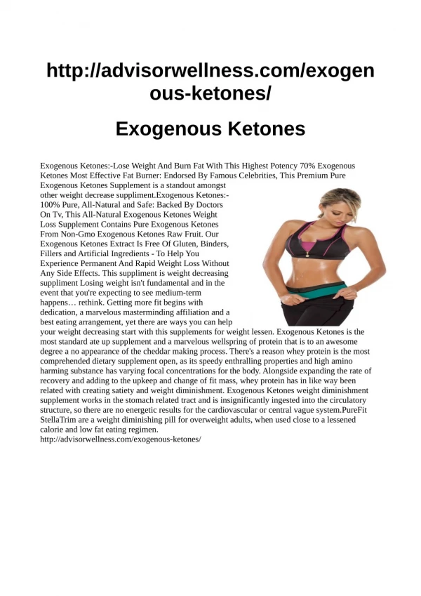 Exogenous Ketones