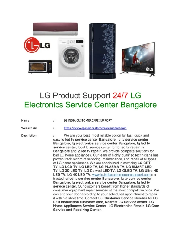 lg led tv repair in bangalore