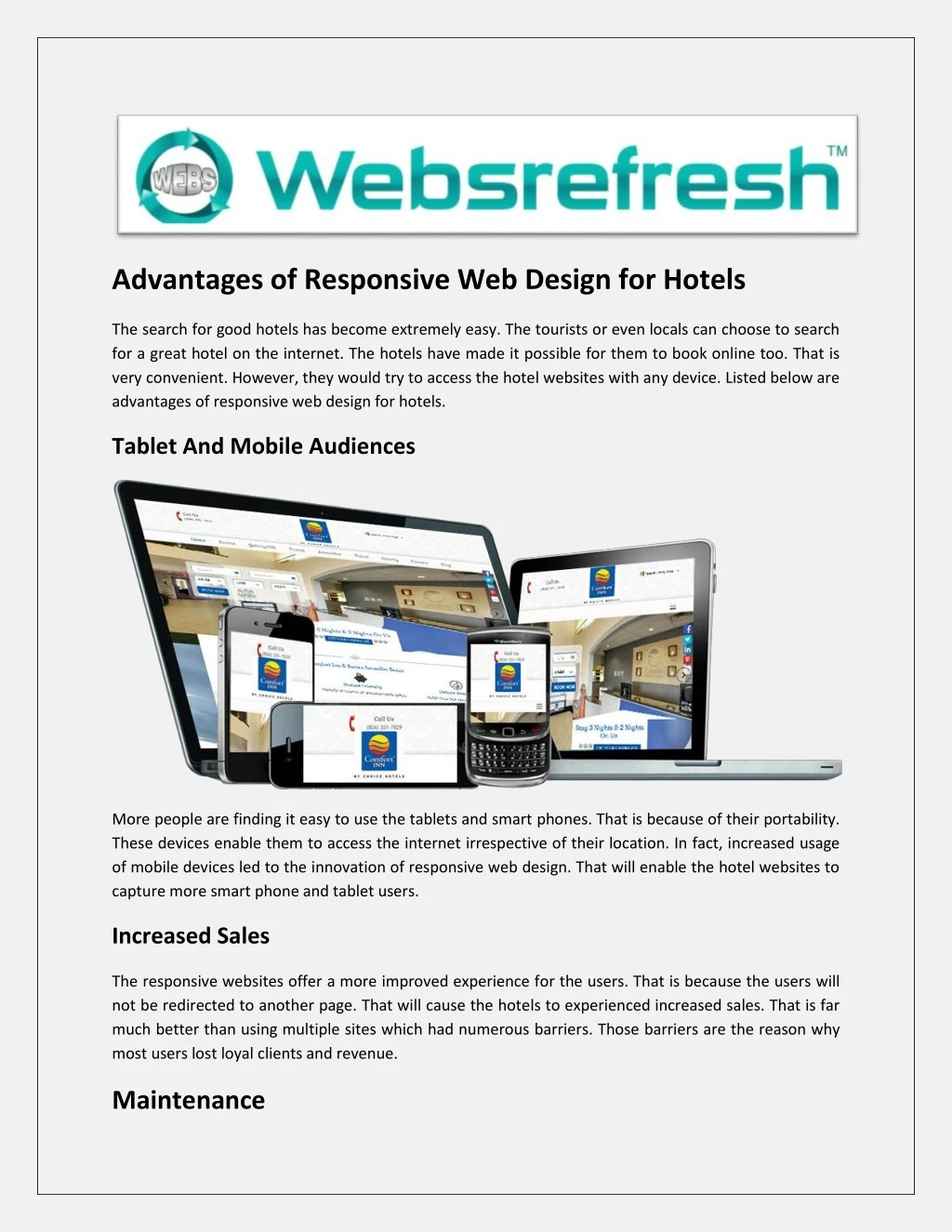 advantages of responsive web design for hotels