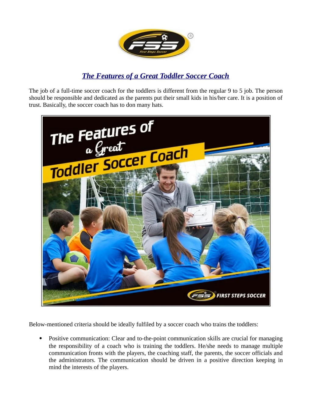 the features of a great toddler soccer coach