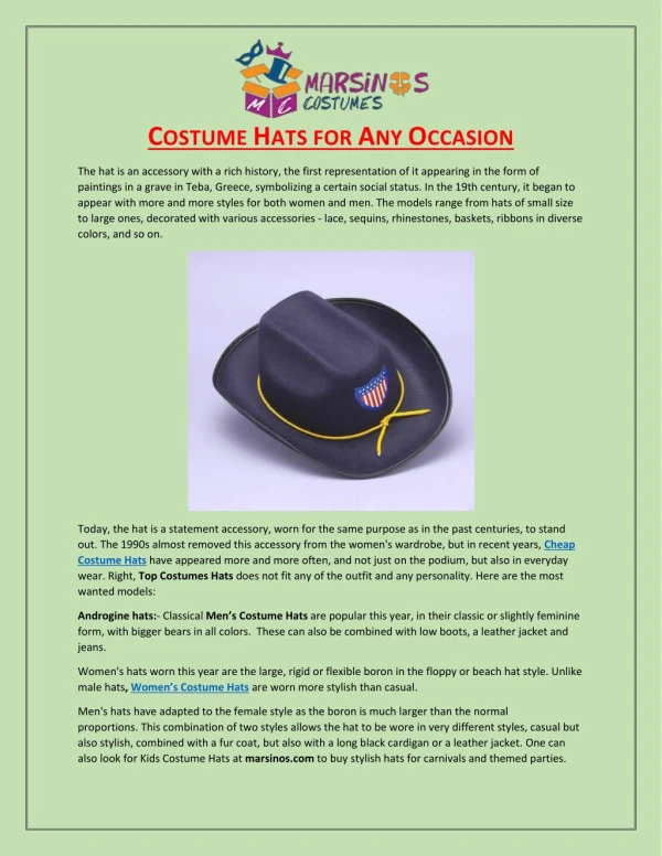 Costume Hats For Any Occasion