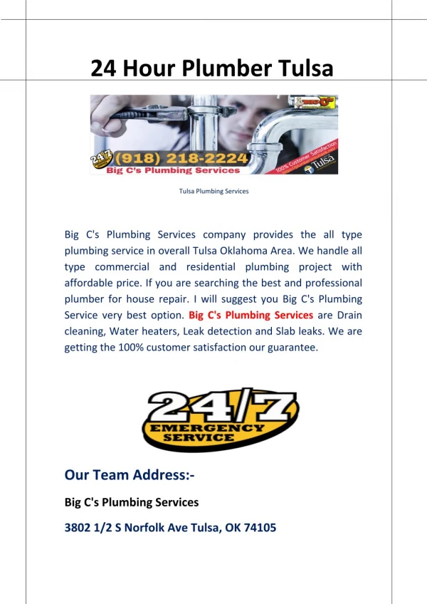 24-hour plumber services
