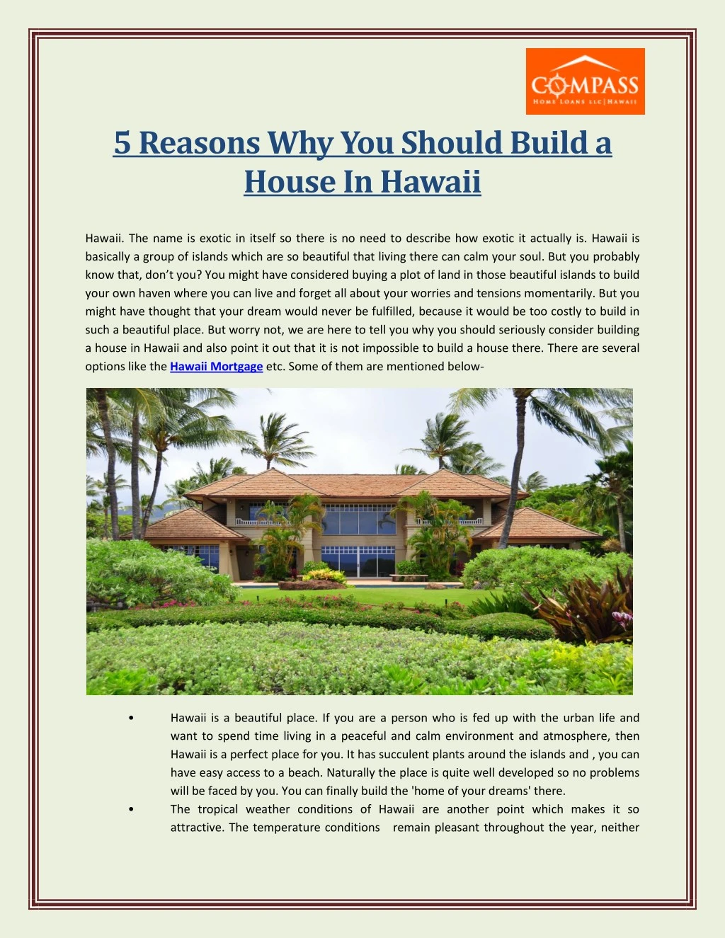 5 reasons why you should build a house in hawaii