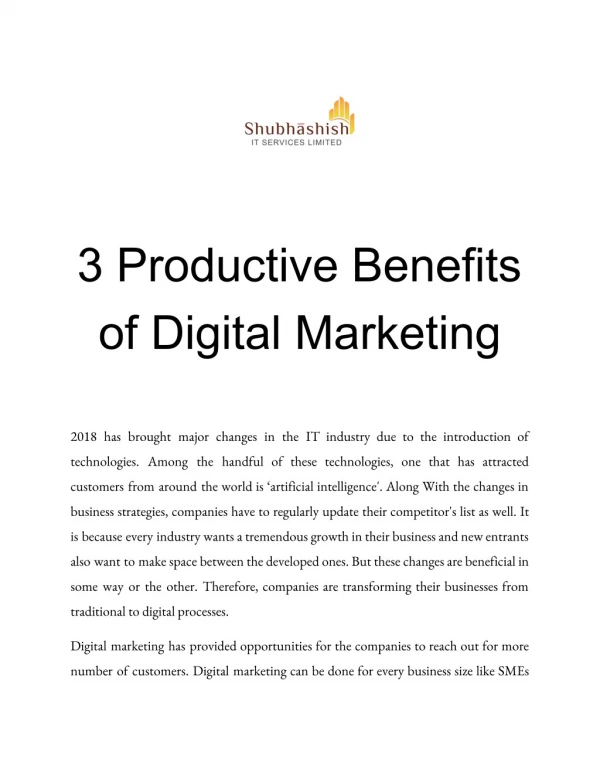 3 Productive Benefits of Digital Marketing