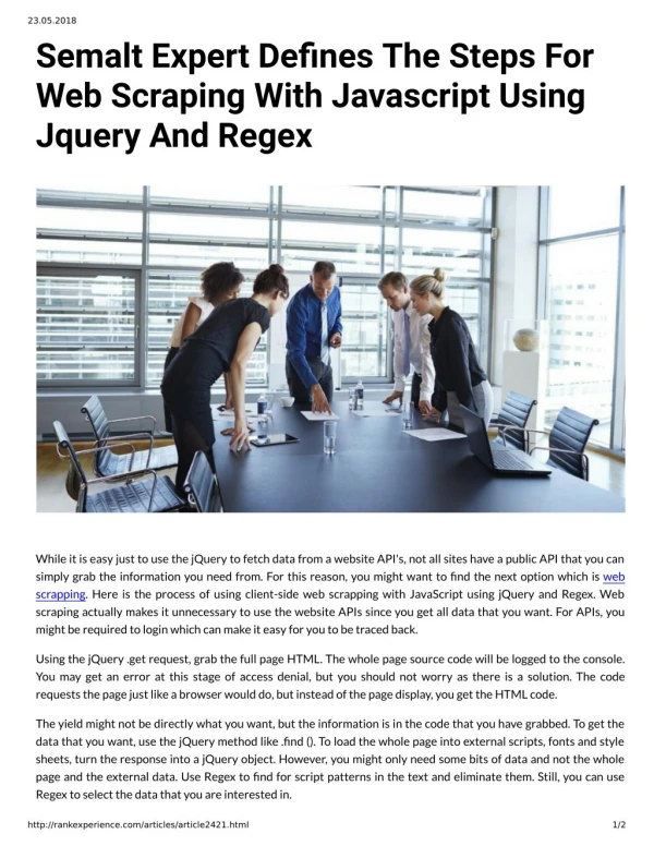 Semalt Expert Denes The Steps For Web Scraping With Javascript Using Jquery And Regex