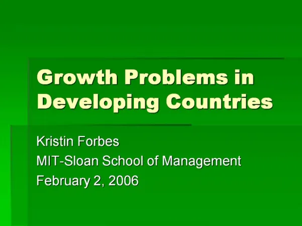 Growth Problems in Developing Countries