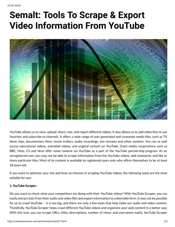 Semalt: Tools To Scrape & Export Video Information From YouTube