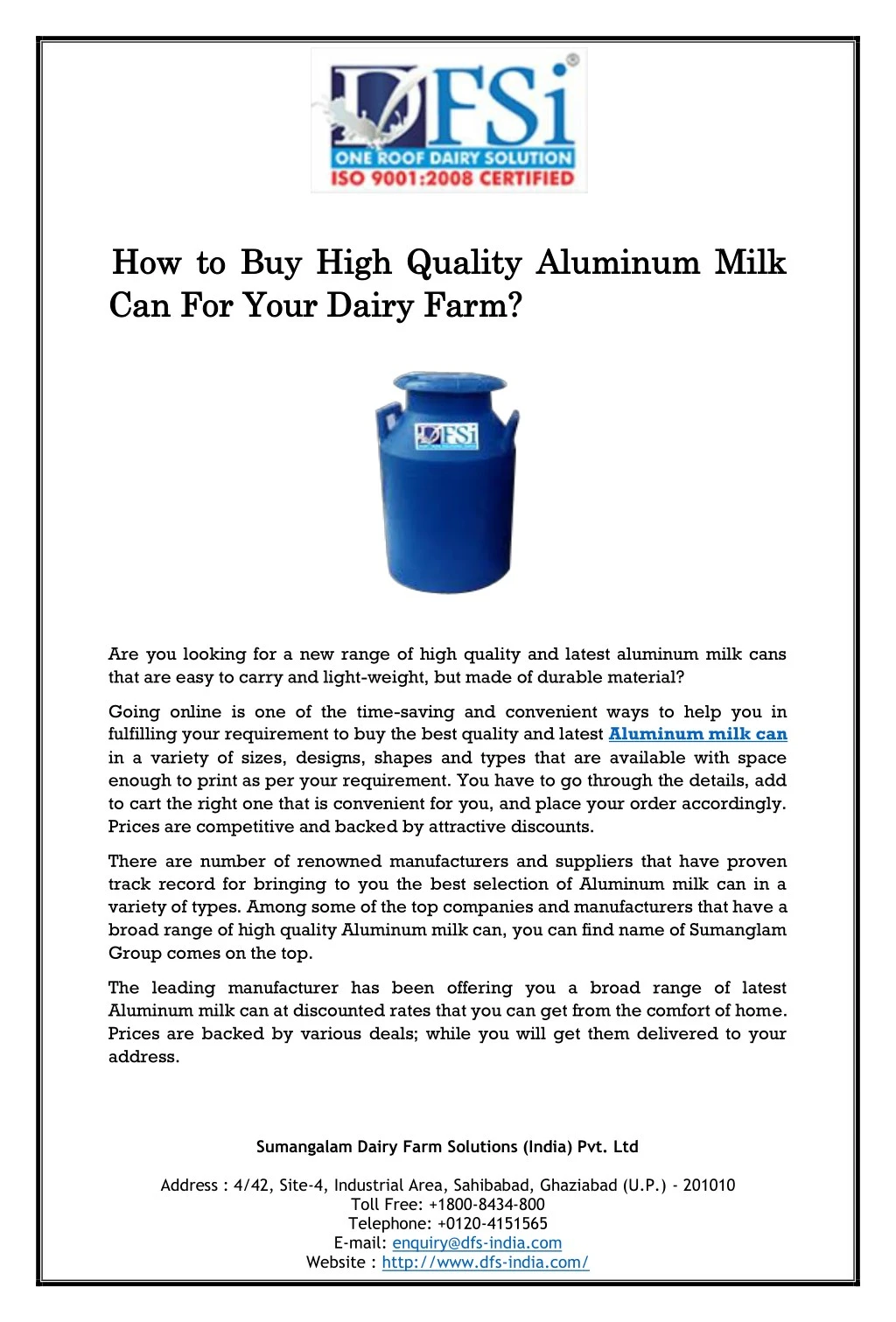 how to buy high quality aluminum milk