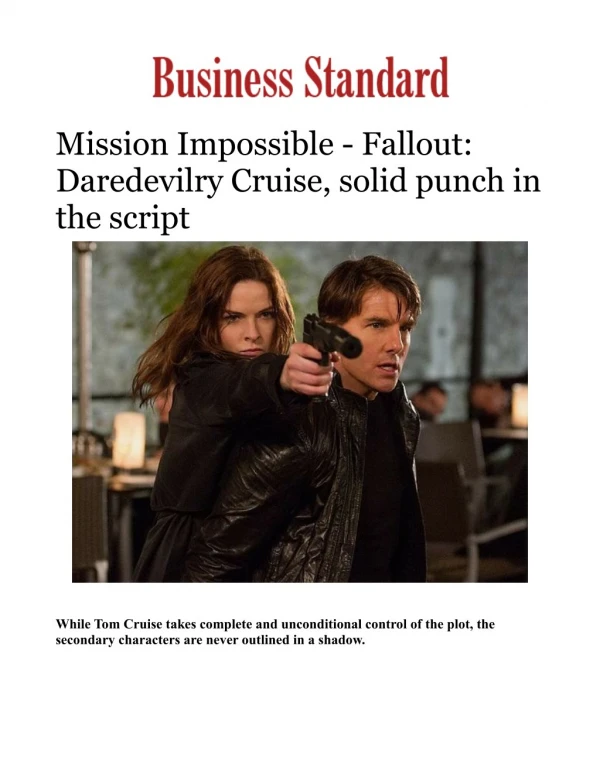 Mission Impossible - Fallout: Daredevilry Cruise, solid punch in the script 