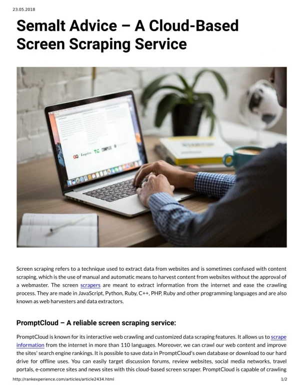 Semalt Advice â€“ A Cloud-Based Screen Scraping Service
