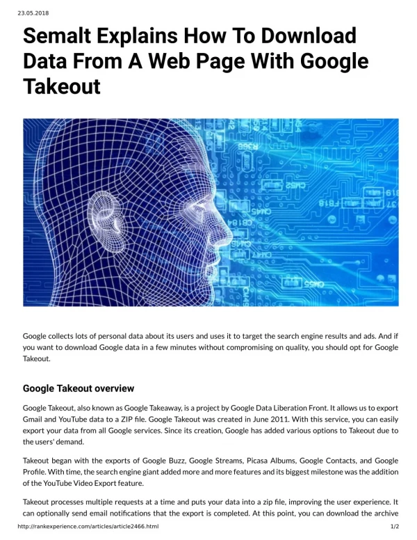 Semalt Explains How To Download Data From A Web Page With Google Takeout