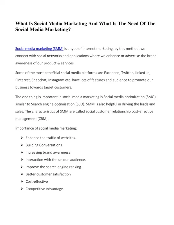 Social Media Marketing & its Importance