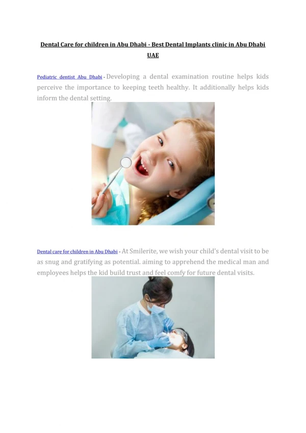 Dental Care for children in Abu Dhabi - Best Dental Implants clinic in Abu Dhabi UAE