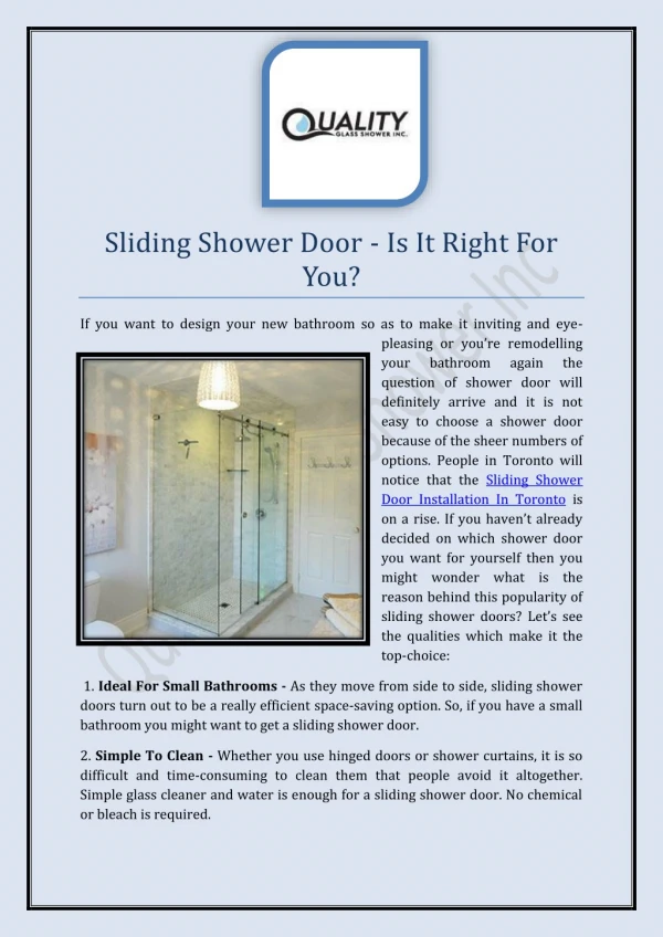 Sliding Shower Door - Is It Right For You?