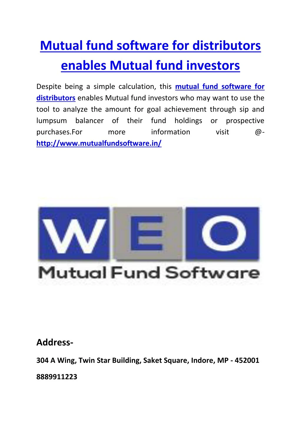 mutual fund software for distributors enables