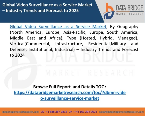 Global Video Surveillance as a Service Market – Industry Trends and Forecast to 2024