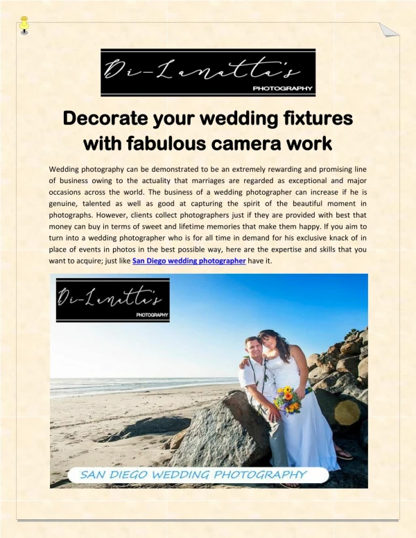 Decorate your wedding fixtures with fabulous camera work