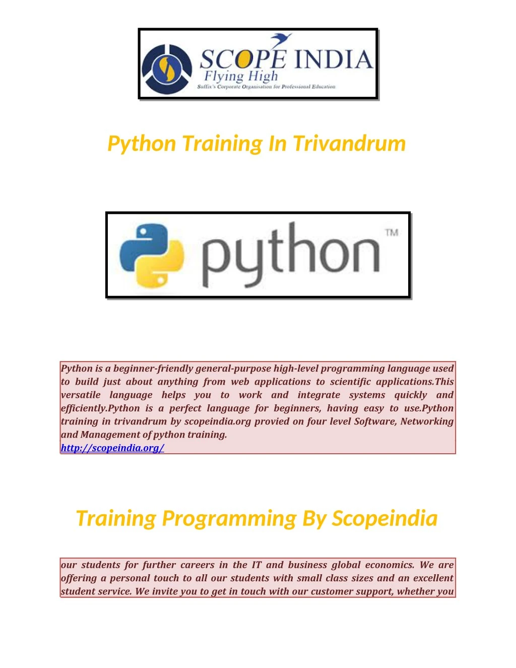 python training in trivandrum
