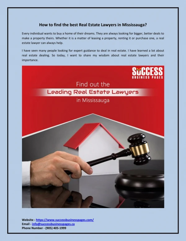 Real Estate Lawyers in Mississauga