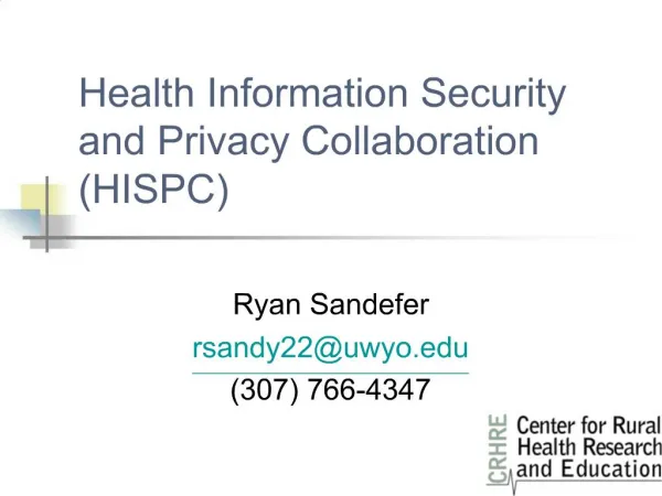 Health Information Security and Privacy Collaboration HISPC